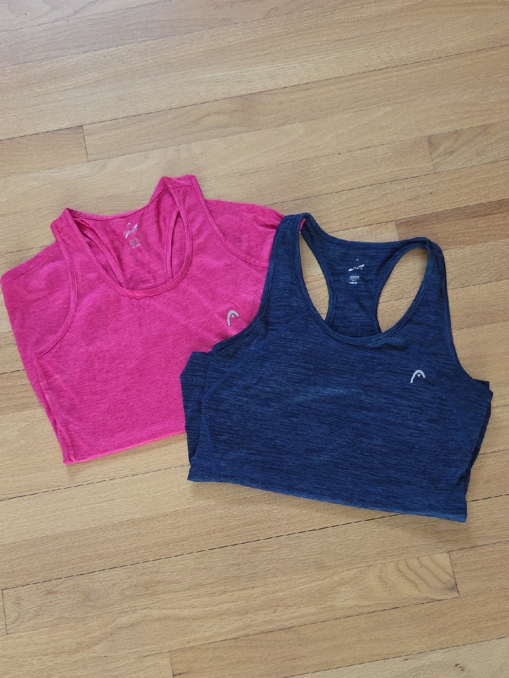 Head Pink And Blue Racerback Tank Tops